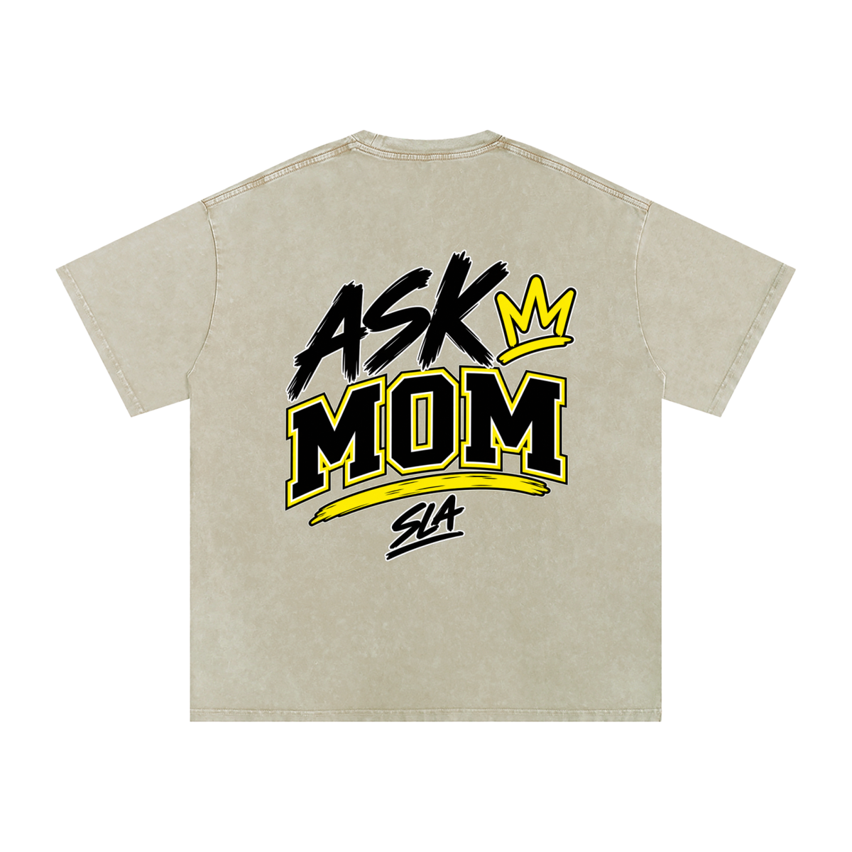 Ask Mom Washed Oversized Cotton T-Shirt